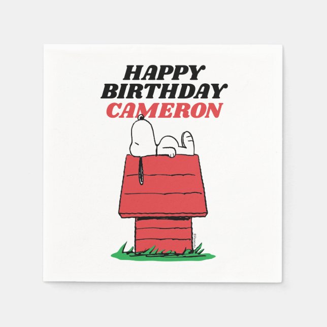 Peanuts Snoopy Dog House Birthday Napkins (Front)
