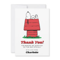Peanuts Snoopy Dog House Birthday Thank You Card