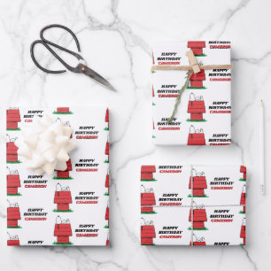 Peanuts Snoopy Dog House Birthday Wrapping Paper S