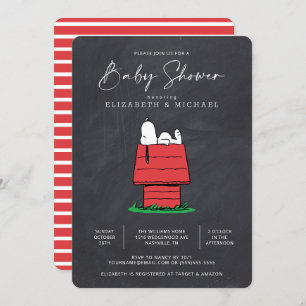 Peanuts Snoopy Dog House - Chalkboard Baby Shower Invitation