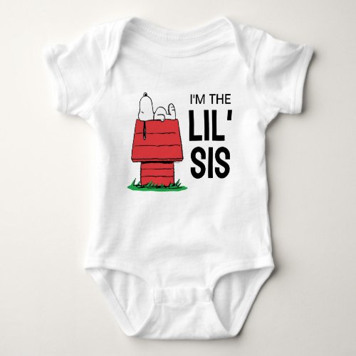 Peanuts Snoopy Dog House  Im the Little Sister Baby Bodysuit