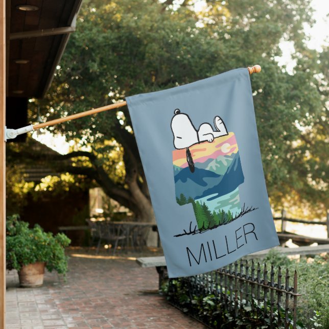 Peanuts | Snoopy Dog House Sunrise Flag (In SItu)