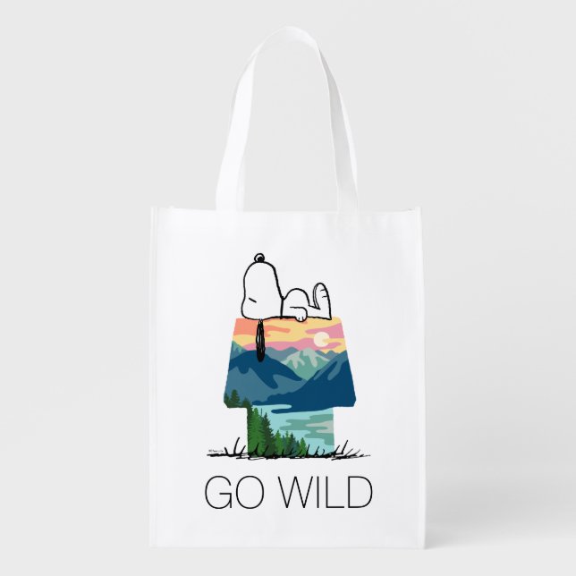 Peanuts | Snoopy Dog House Sunrise Grocery Bag (Front)