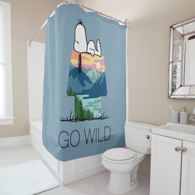 Peanuts | Snoopy Dog House Sunrise Shower Curtain (In Situ)