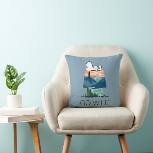 Peanuts  Snoopy Dog House Sunrise Throw Pillow