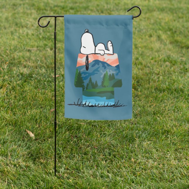 Peanuts | Snoopy Dog Sunset View Garden Flag (In SItu)