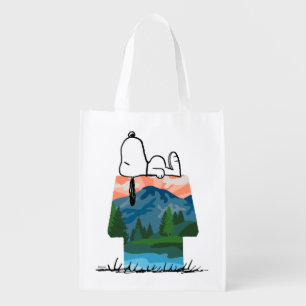 Peanuts   Snoopy Dog Sunset View Grocery Bag