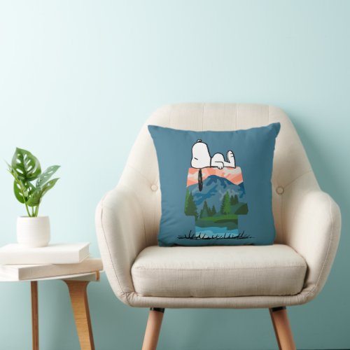 Peanuts  Snoopy Dog Sunset View Throw Pillow