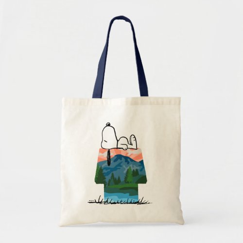 Peanuts  Snoopy Dog Sunset View Tote Bag