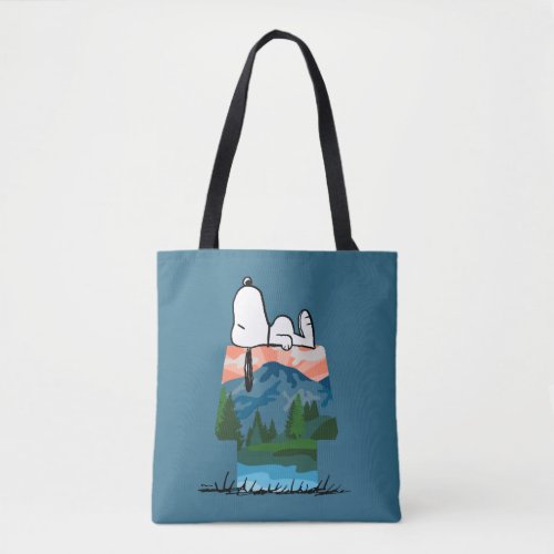 Peanuts  Snoopy Dog Sunset View Tote Bag