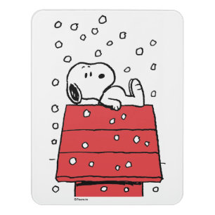 Peanuts Snoopy Doghouse Snowflakes Door Sign