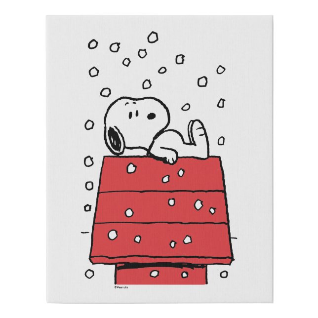 Peanuts | Snoopy Doghouse Snowflakes Faux Canvas Print (Front)