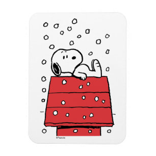 Peanuts Snoopy Doghouse Snowflakes Magnet