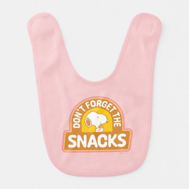 Peanuts | Snoopy Don't Forget the Snacks Baby Bib (Front)