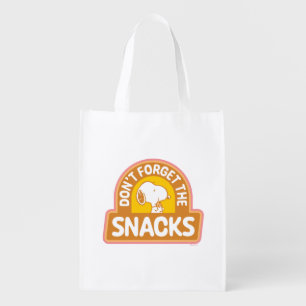 Peanuts Snoopy Don't Forget the Snacks Grocery Bag