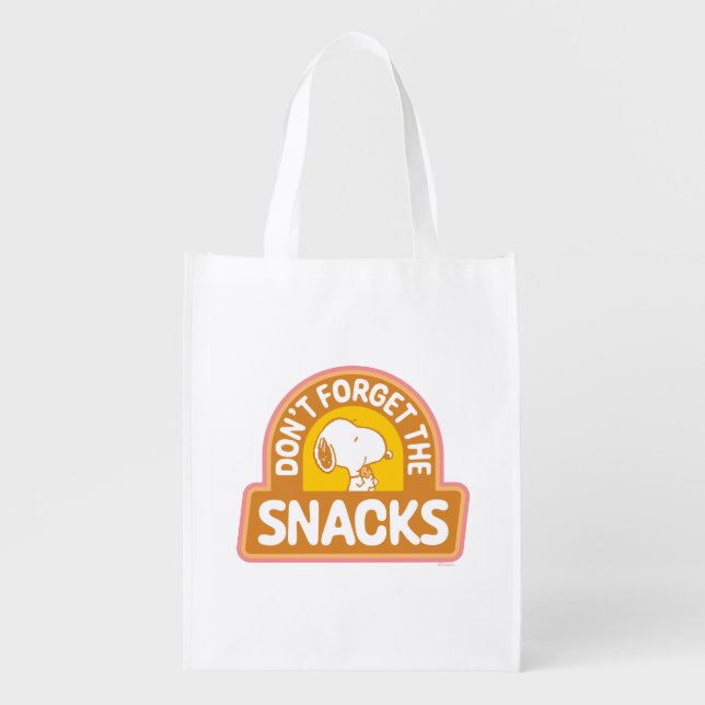Peanuts | Snoopy Don't Forget the Snacks Grocery Bag (Front)