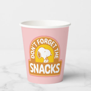 Peanuts   Snoopy Don't Forget the Snacks Paper Cups