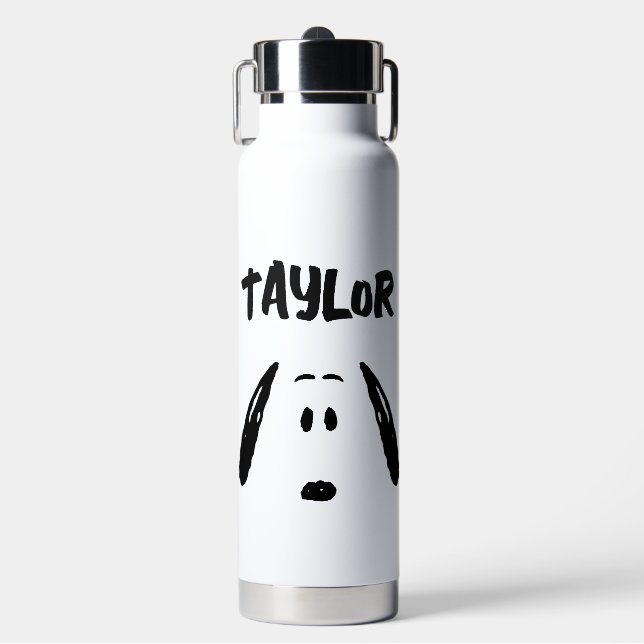 Peanuts | Snoopy Face | Add Your Name Water Bottle (Front)