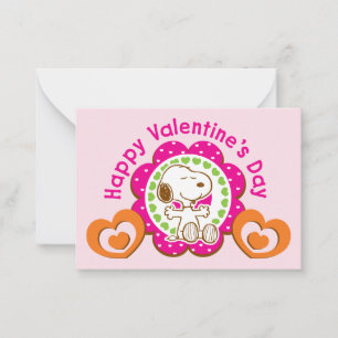 Peanuts Snoopy Floral Hearts Valentine Note Card