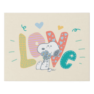 Peanuts   Snoopy Flower Love Faux Canvas Print