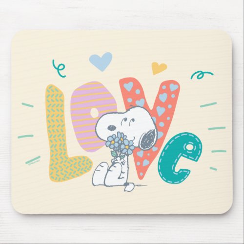 Peanuts  Snoopy Flower Love Mouse Pad