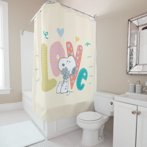 Peanuts  Snoopy Flower Love Shower Curtain
