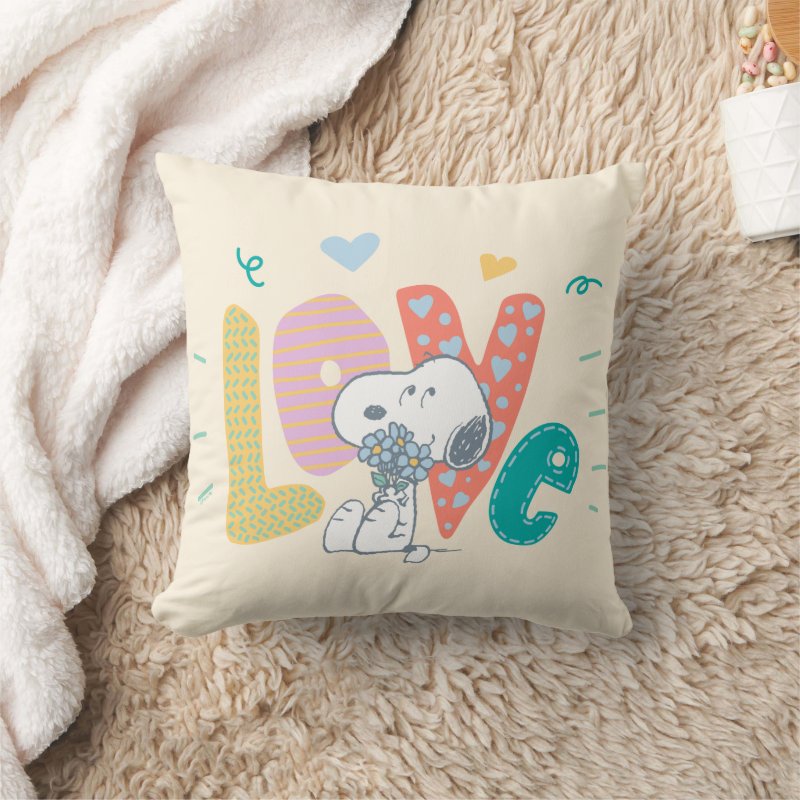 Peanuts | Snoopy Flower Love Throw Pillow