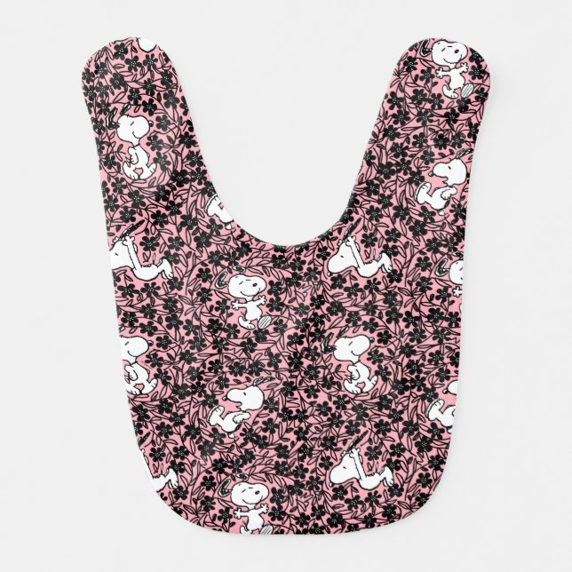 Peanuts | Snoopy Flower Vine Pattern Baby Bib (Front)