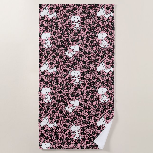Peanuts | Snoopy Flower Vine Pattern Beach Towel (Front)