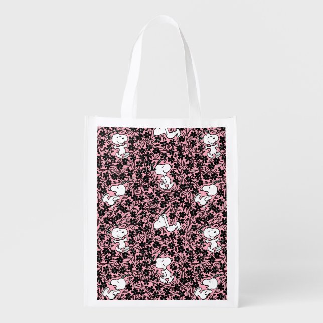 Peanuts | Snoopy Flower Vine Pattern Grocery Bag (Front)
