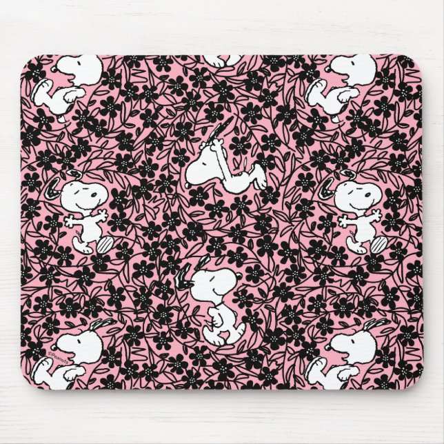 Peanuts | Snoopy Flower Vine Pattern Mouse Pad (Front)