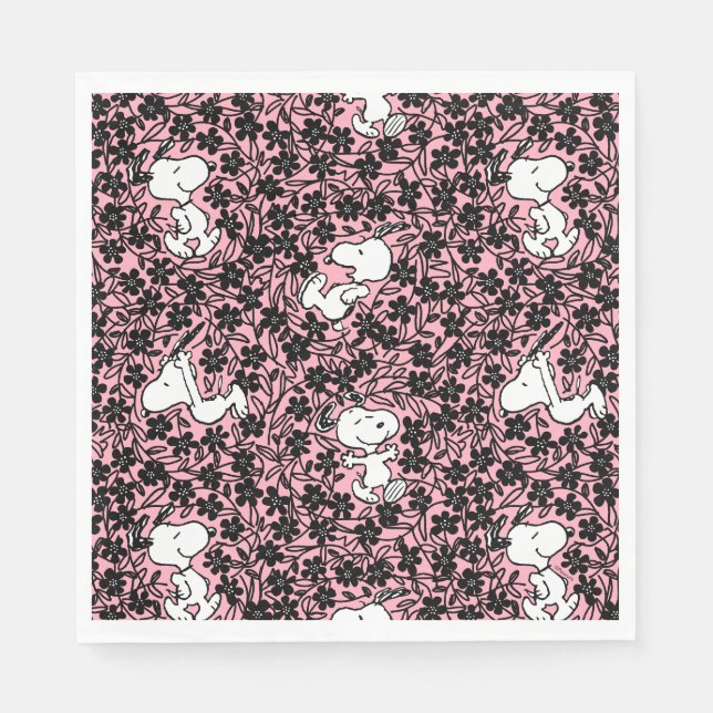 Peanuts | Snoopy Flower Vine Pattern Napkins (Front)