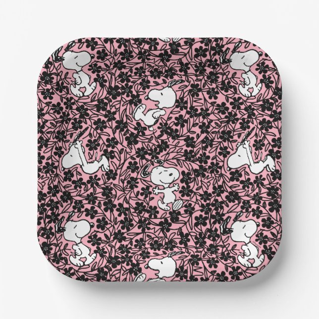 Peanuts | Snoopy Flower Vine Pattern Paper Plates (Front)