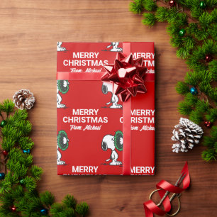Peanuts   Snoopy for the Holidays   Add Your Name Wrapping Paper