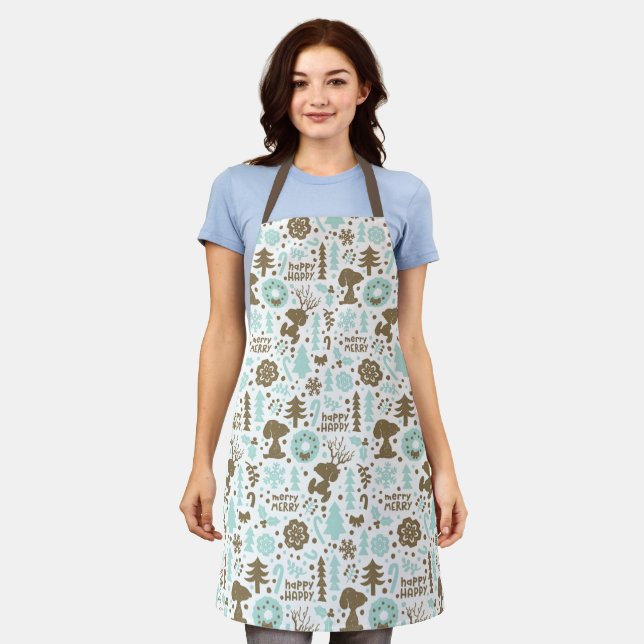 Peanuts | Snoopy Frosty Christmas Pattern Apron (Worn)