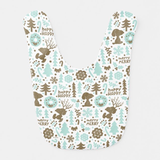 Peanuts | Snoopy Frosty Christmas Pattern Baby Bib (Front)