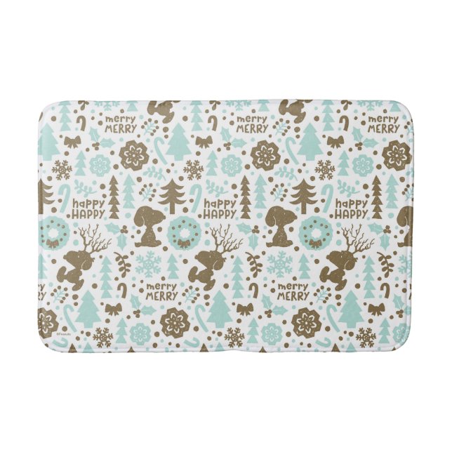 Peanuts | Snoopy Frosty Christmas Pattern Bath Mat (Front)