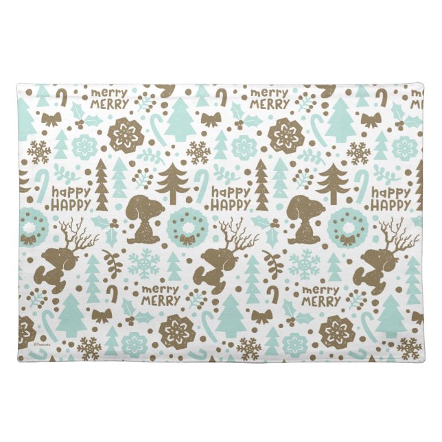 Peanuts | Snoopy Frosty Christmas Pattern Cloth Placemat (Front)