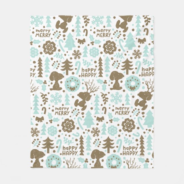 Peanuts | Snoopy Frosty Christmas Pattern Fleece Blanket (Front)