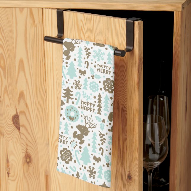 Peanuts | Snoopy Frosty Christmas Pattern Kitchen Towel (Thirds Fold)