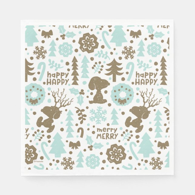 Peanuts | Snoopy Frosty Christmas Pattern Napkins (Front)