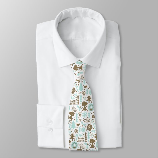 Peanuts | Snoopy Frosty Christmas Pattern Neck Tie (Tied)