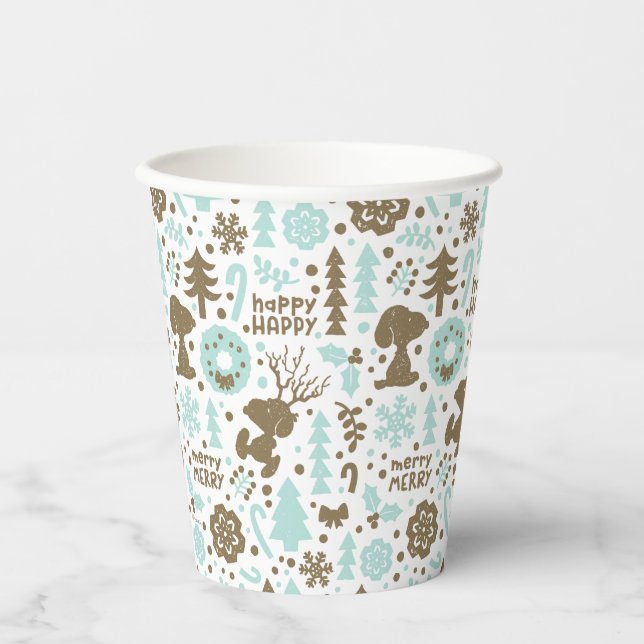 Peanuts | Snoopy Frosty Christmas Pattern Paper Cups (Front)