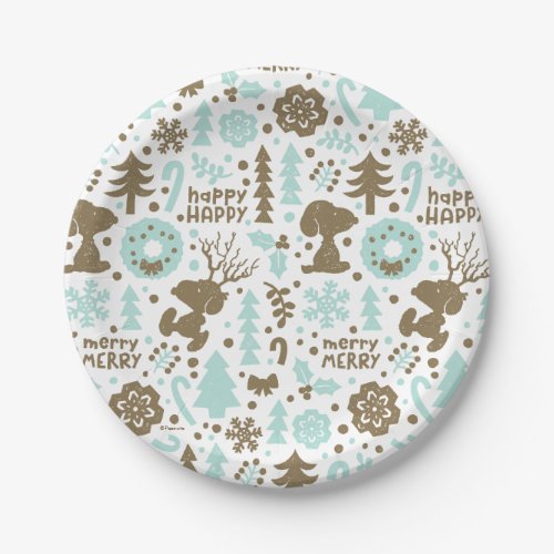 Peanuts  Snoopy Frosty Christmas Pattern Paper Plates