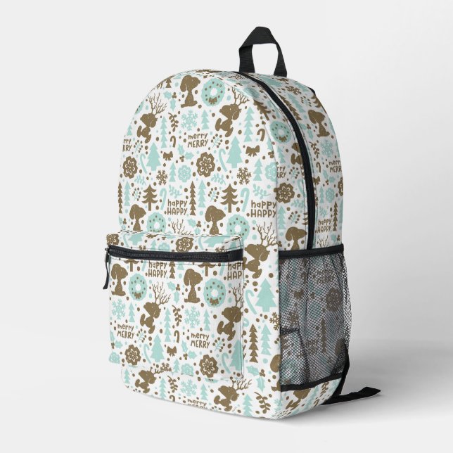 Peanuts | Snoopy Frosty Christmas Pattern Printed Backpack (Back Corner Right)