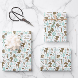 Peanuts   Snoopy Frosty Christmas Pattern Wrapping Paper Sheets
