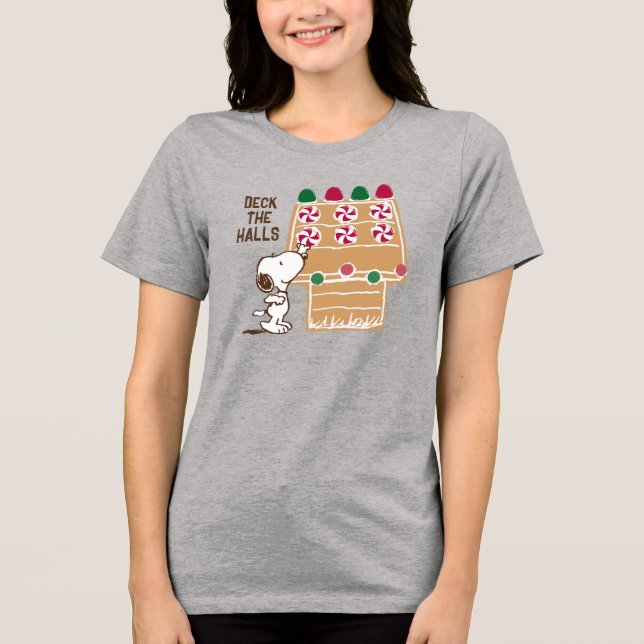 Peanuts | Snoopy Gingerbread House Tri-Blend Shirt (Front)