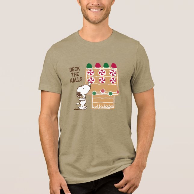 Peanuts | Snoopy Gingerbread House Tri-Blend Shirt (Front)
