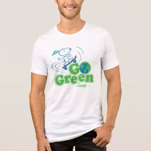 Peanuts Snoopy Go Green Skate Board Tri-Blend Shirt