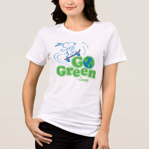 Peanuts Snoopy Go Green Skate Board Tri-Blend Shirt
